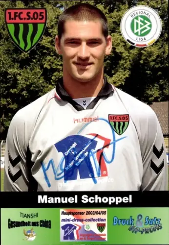 Autogrammkarte Fußballer Manuel Schoppel, 1. FC Schweinfurt 05, Autogramm