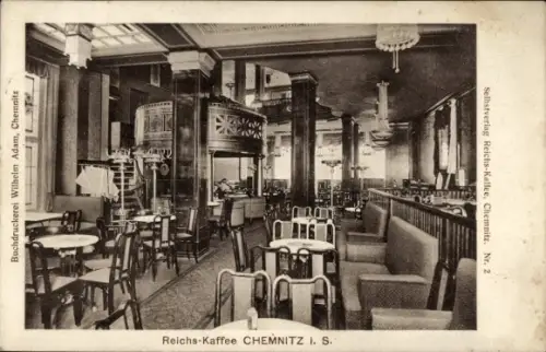 Ak Chemnitz in Sachsen, Reichs-Kaffee Chemnitz I. S., Buchdruckerei Wilhelm Adam, Selbstverlag Re