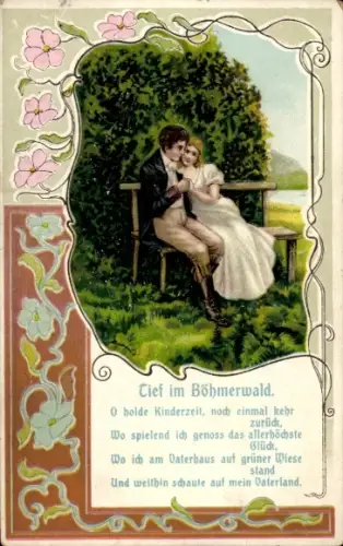 Präge Litho Liebespaar, Tief im Böhmerwald