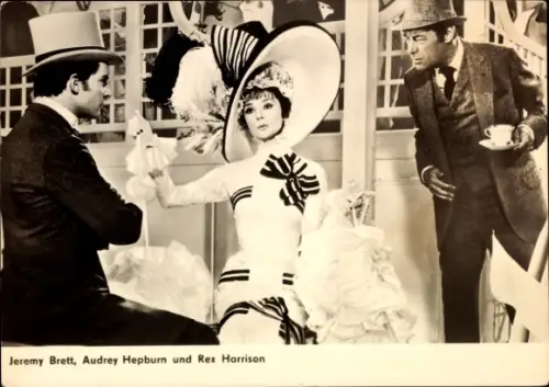 Ak Schauspieler Jeremy Brett, Audrey Hepburn, Rex Harrison, My Fair Lady, Musical