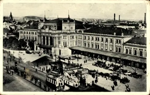 Ak Brno Brünn Region Südmähren Tschechien, Partie am Bahnhof