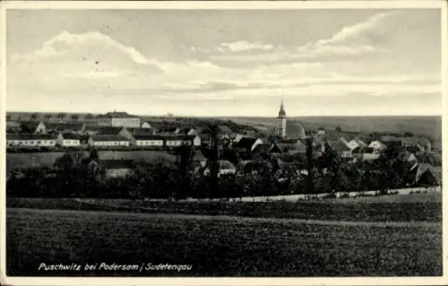 Ak Buškovice Puschwitz Podbořany, Gesamtansicht