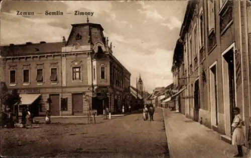 Ak Zemun Semlin Beograd Belgrad Serbien,  Semlin, Zimony, Straßenansicht
