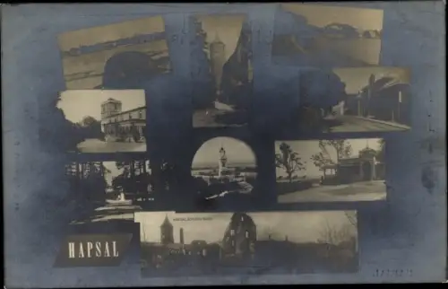 Ak Haapsalu Hapsal Estland, Schlossruine, Turm, Denkmal, Straßenpartien, Gebäude