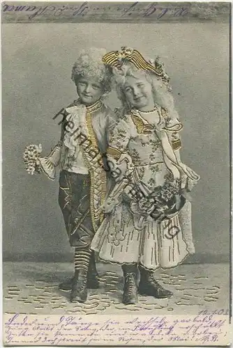 Kinder im Rokoko-Kostüm - Goldtiefdruck