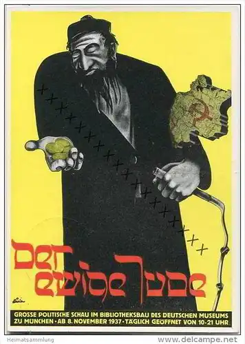 Propagandapostkarte "Der ewige Jude" - entsprechender Sonderstempel - Privatganzsache