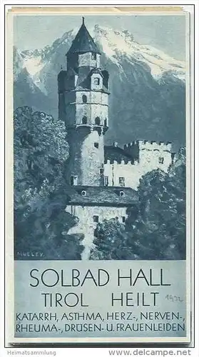 Hall in Tirol 30er Jahre - Faltblatt mit 15 Abbildungen - Wohnungsliste 1932