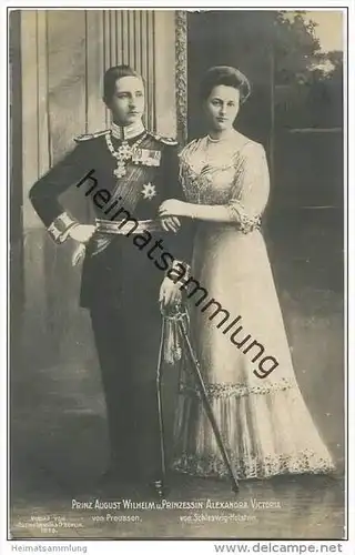 Prinz August Wilhelm von Preussen und Prinzessin Alexandra Victoria von Schleswig-Holstein - Foto-AK