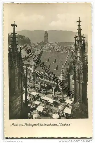 Freiburg - Blick vom Münster auf das historische Kaufhaus - Foto-AK