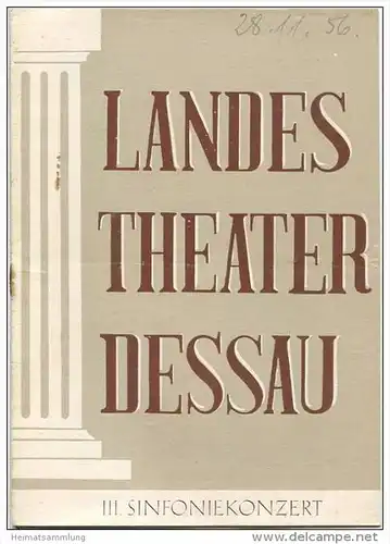 Landestheater Dessau - Spielzeit 1956/57 Nummer 17 - Programmheft III. Sinfoniekonzert