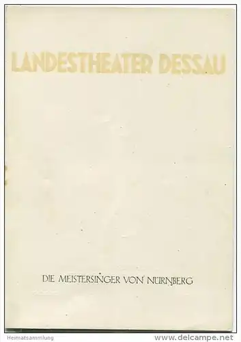 Landestheater Dessau - Spielzeit 1958/59 Sonderheft - Die Meistersinger von Nürnberg von Richard Wagner