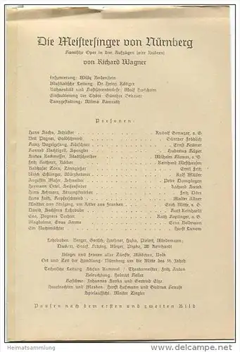 Landestheater Dessau - Spielzeit 1958/59 Sonderheft - Die Meistersinger von Nürnberg von Richard Wagner