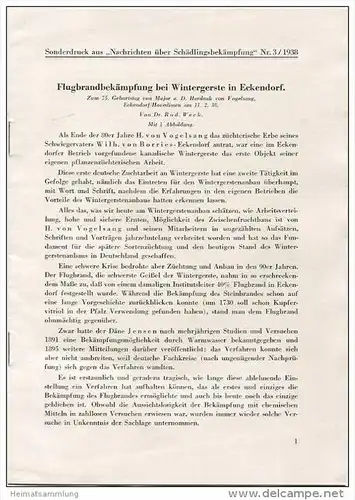 Sonderdruck aus Nachrichten über Schädlingsbekämpfung Nr. 3 1938 - Flugbrandbekämpfung bei Wintergerste in Eckendorf