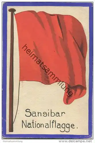Sansibar - Nationalflagge - keine Ansichtskarte - Grösse ca. 14 X 9 cm - etwa 1920 handgemalt auf dünnem Karton