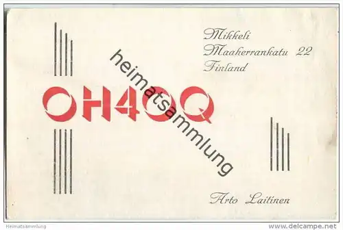 QSL - QTH - Funkkarte - OH4OQ - Finnland - Suomi - Mikkeli - 1966