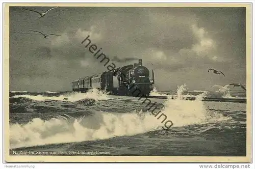 D-Zug im Sturm auf dem Hindenburg-Damm