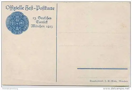 München - Offizielle Festpostkarte - 13. Deutsches Turnfest 1923