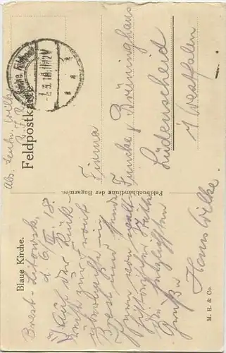 Brest-Litowsk - Blaue Kirche - Verlag Feldbuchhandlung der Bugarmee - Feldpost gel. 1918