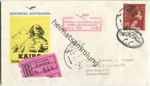 Luftpost Deutsche Lufthansa - Erstflug Kairo - München am 4.November 1958