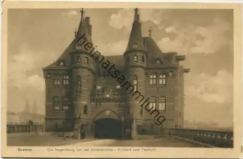 Bremen - Die Hagensburg an der Kaiserbrücke - Einfahrt zum Teerhof - Verlag Alb. Rosenthal Bremen
