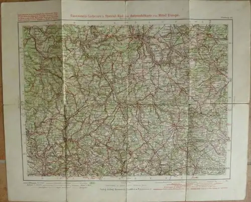 Würzburg 114 - 30cm x 40cm - 1:300'000 - Topographische Karte des Kaiserlichen Automobil Clubs - Radfahrer Bund und Radf