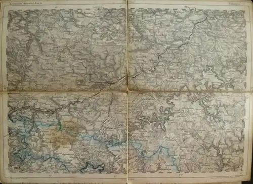 Tübingen - Topographische Karte 255 - 26cm x 36cm - Reymann 's Special-Karte - Entwurf und gezeichnet F. Handtke - Situa