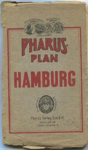 Pharus-Plan Hamburg 20er Jahre - 90cm x 70cm 1:147'000 - Pharus Verlag GmbH Berlin