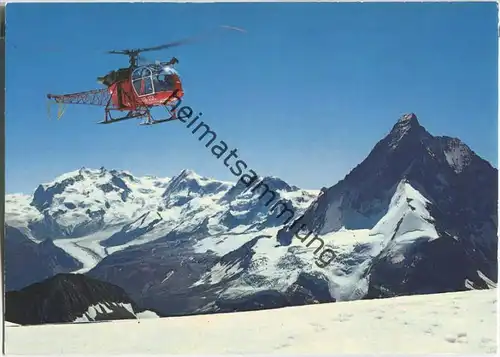 Zermatt - Helikopter der Air-Zermatt - Ansichtskarte Großformat