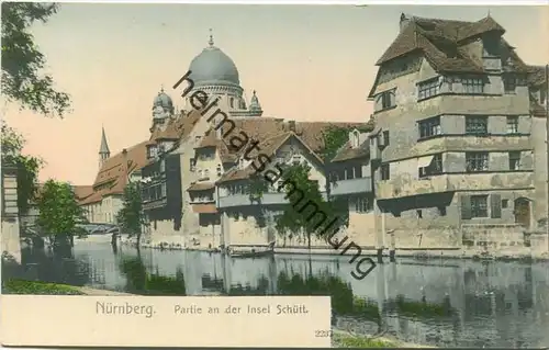 Nürnberg - Partie an der Insel Schütt ca. 1900 - Blick auf die Synagoge