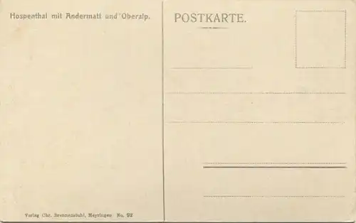Hospenthal mit Andermatt und Oberalp - Verlag Chr. Brennenstuhl Meyringen