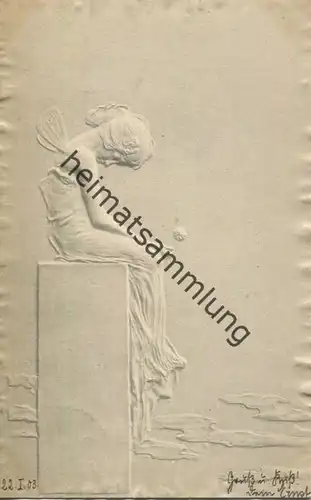 Jugendstil - Art nouveau - Mädchen - Künstlerkarte Kirchner unsigniert - M.M. Vienne - Relief-Rand gel. 1903