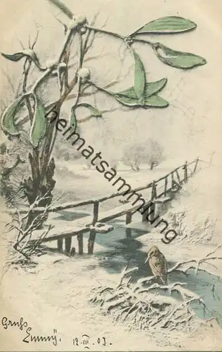Winterlandschaft - Künstlerkarte signiert Döcker - M.M. Vienne Nr. 117 - beschrieben 1903