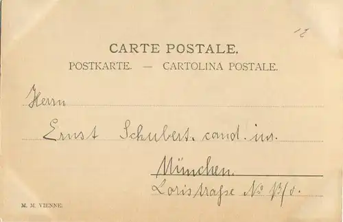 Frau mit Hut - Künstlerkarte signiert R. R. v. Wichera - beschrieben 1903 - M.M. Vienne