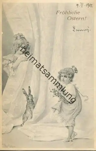 Fröhliche Ostern - Künstlerkarte signiert R. R. v. Wichera - beschrieben 1903 - M.M. Vienne Nr. 138
