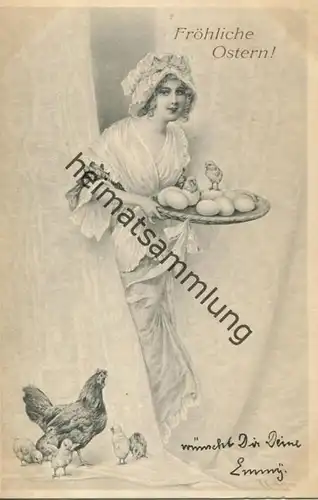 Fröhliche Ostern - Künstlerkarte signiert R. R. v. Wichera - beschrieben 1903 - M.M. Vienne Nr. 138