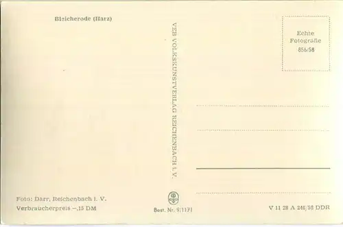 99752 Bleicherode - Foto-Ansichtskarte - VEB Volkskunstverlag Reichenbach 1958