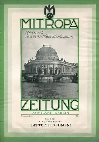Mitropa Zeitung 1931 - Ausgabe Berlin - 30 Seiten Wissenswertes und Werbung - viele Abbildungen - Berliner Droschken - B