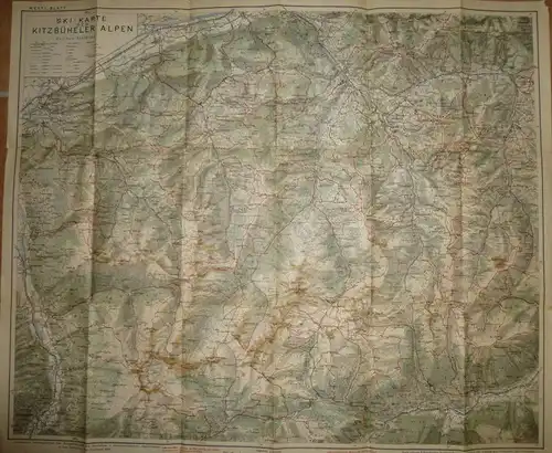 Ski-Karte der Kitzbüheler-Alpen 1926 Westliches Blatt - Maßstab 1:50'000 - 64cm x 75cm - Herausgeber Deutscher und öster