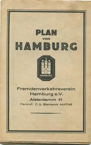 Plan von Hamburg - Elfha-Plan kleine Ausgabe - Maßstab 1:20'000 - 50cm x 63cm - rückseitig Strassenverzeichnis und Plan