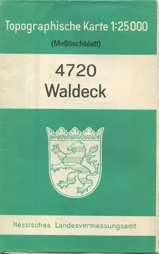 4720 Waldeck 1963 - Meßtischblatt Topographische Karte 1:25'000 Hessisches Landesvermessungsamt