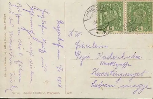 Pragerhof - Pragersko - Rosegger Schule - Verlag Amalie Churfürst Pragerhof - gel. 1918