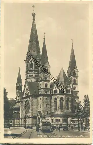 Berlin-Charlottenburg - Kaiser-Wilhelm-Gedächtnis-Kirche - Strassenbahn Linie 93 - Foto-Ansichtskarte