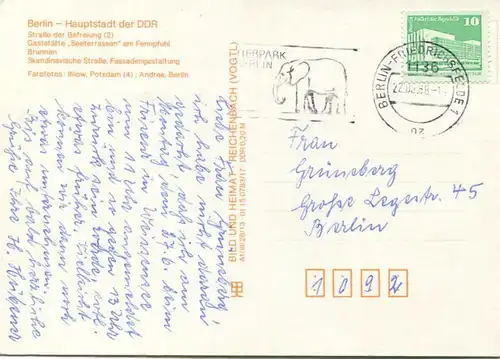 Berlin - Lichtenberg - Strasse der Befreiung - Gaststätte Seeterassen am Fennpfuhl etc. - AK Grossformat 1983 - Verlag B