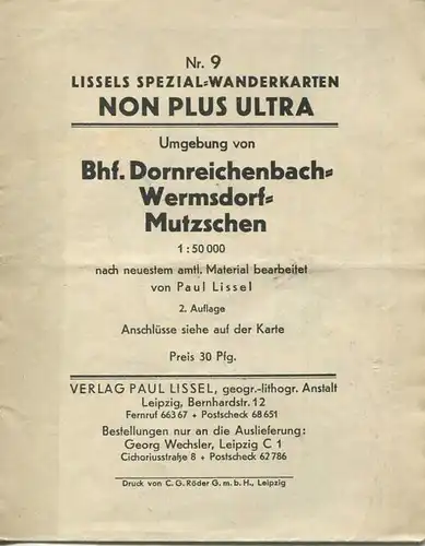 Deutschland - Paul Lissel Spezial-Wanderkarten Nr. 9 - Non plus ultra - Umgebung von Bhf. Dornreichenbach Wermsdorf Mutz