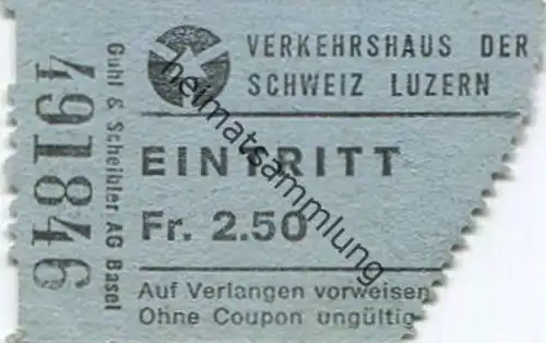 Schweiz - Verkehrshaus der Schweiz Luzern - Eintrittskarte