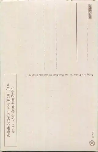 Paul Hey - Volksliederkarte Nr. 42 - Kein Feuer keine Kohle - Künstlerkarte 20er Jahre