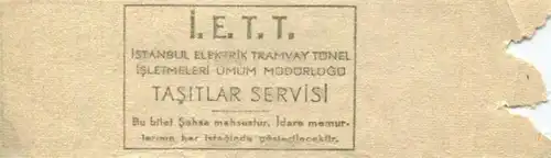 Türkei - I. E. T. T. Istanbul Elektrik Tramvay Tünel - Fahrschein 125 KS