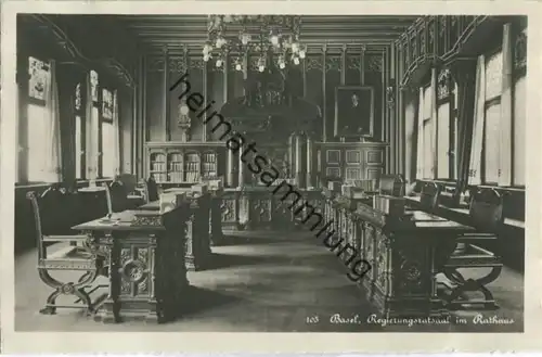 Basel - Rathaus - Regierungsratsaal - Verlag Jeck Basel 30er Jahre