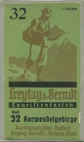 Karwendelgebirge 1952 - Touristenkarten - Blatt 32 Kartographische Anstalt Freytag-Berndt u. Artaria Wien - 64cm x 70cm