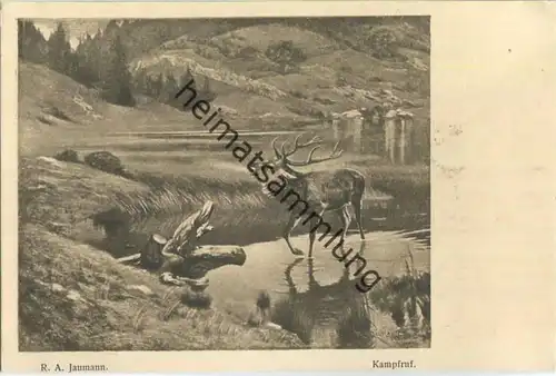 Jagd - R. A. Jaumann - Kampfruf - Künstleransichtskarte ca. 1900